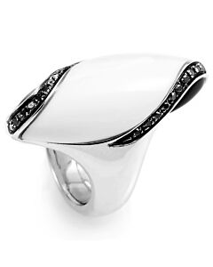 LB Exclusive Italian Collection 18K White Gold White Agate   Diamond Ring