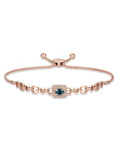 Le Vian Bolo Bracelet Deep Sea Blue Topaz, Nude Diamonds set in 14K Strawberry Gold YRLR 34
