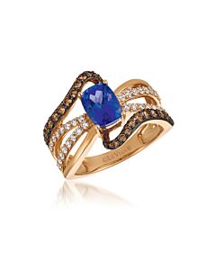 Le Vian Chocolatier Ring Blueberry Tanzanite, Chocolate Diamonds, Vanilla Diamonds set in 14K Strawberry Gold Ring Size 7 YQYJ 31