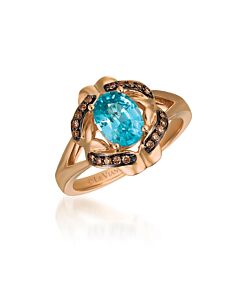 Le Vian Chocolatier Ring Blueberry Zircon, Chocolate Diamonds set in 14K Strawberry Gold Ring Size 7 SVFF 13