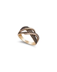 Le Vian Chocolatier Ring Chocolate Diamonds, Vanilla Diamonds set in 14K Honey Gold Ring Size 7 ZUEU 123