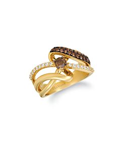 Le Vian Chocolatier Ring Chocolate Diamonds, Vanilla Diamonds set in 14K Honey Gold Ring Size 7 WJFD 20