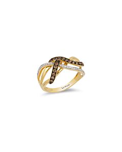 Le Vian Chocolatier Ring Chocolate Diamonds, Vanilla Diamonds set in 14K Honey Gold Ring Size 7 SUYB 51