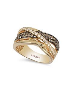 Le Vian Chocolatier Ring Chocolate Diamonds, Vanilla Diamonds set in 14K Honey Gold Ring Size 7 YQII 380