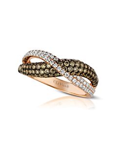 Le Vian Chocolatier Ring Chocolate Diamonds, Vanilla Diamonds set in 14K Strawberry Gold Ring Size 7 ZUFX 74