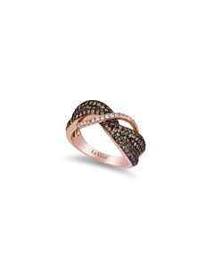 Le Vian Chocolatier Ring Chocolate Diamonds, Vanilla Diamonds set in 14K Strawberry Gold Ring Size 7 ZUEU 151