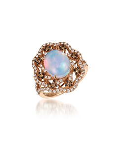 Le Vian Chocolatier Ring Neopolitan Opal, Chocolate Diamonds, Vanilla Diamonds set in 14K Strawberry Gold Ring Size 7 SVDY 6