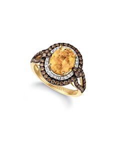Le Vian Chocolatier Ring Papaya Morganite, Chocolate Diamonds, Vanilla Diamonds set in 14K Honey Gold Ring Size 7 SVFQ 11