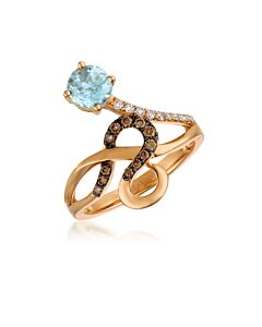 Le Vian Chocolatier Ring Sea Blue Aquamarine, Chocolate Diamonds, Vanilla Diamonds set in 14K Strawberry Gold Ring Size 7 YQYM 25