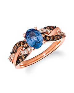 Le Vian Creme Brulee Ring Cornflower Ceylon Sapphire, Chocolate Diamonds, Nude Diamonds set in 14K Strawberry Gold Ring Size 7 WJII 8