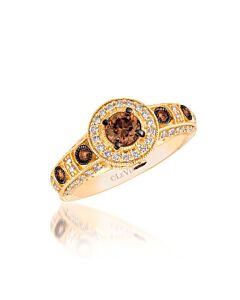 Le Vian Ladies Chocolate And Honey Solitaire Rings set in 14K Honey Gold