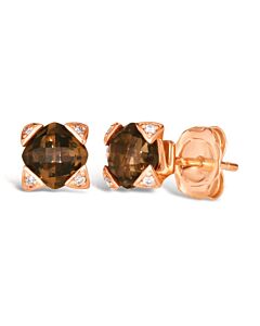 Le Vian Ladies Chocolate Quartz Earrings in 14K Strawberry Gold