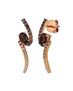 Le Vian Ladies Chocolate Quartz Earrings set in 14K Strawberry Gold