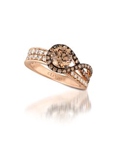 Le Vian Ladies Chocolate Solitaire Rings set in 14K Strawberry Gold