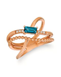 Le Vian Ladies Deep Sea Blue Topaz Collection Rings set in 14K Strawberry Gold