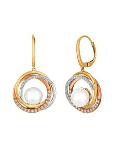 Le Vian Ladies Pearl Earrings set in 14K Tri Color Gold
