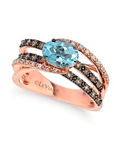 Le Vian Ladies Sea Blue Aquamarine Rings set in 14K Strawberry Gold