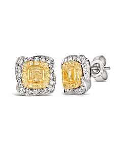 Le Vian Ladies Sunny Yellow Diamonds Earrings set in Two Tone Platinum and 14k Honey Gold
