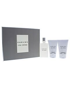 LEau Intense by Carven for Women - 3 Pc Gift Set 3.33oz EDT Spray, 3.33oz After Shave Balm, 3.33oz Bath and Shower Gel