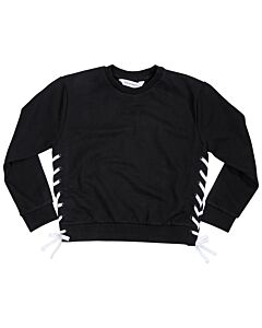 Little Eleven Paris Black Sweater With Side Lace Detail