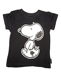 Little Eleven Paris Boys Black Snoopy Print T-Shirt
