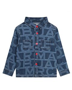 Little Marc Jacobs Boys Denim Blue Logo Print Jacket