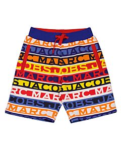 Little Marc Jacobs Boys Multicolored Logo Cotton Bermuda Shorts, Size 8
