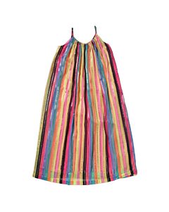 Little Marc Jacobs Girls Multicolor Logo Striped Glitter Dress