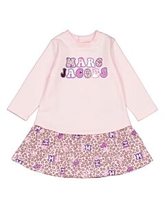 Little Marc Jacobs Infant Pink Leo Logo Print Sweater Dress