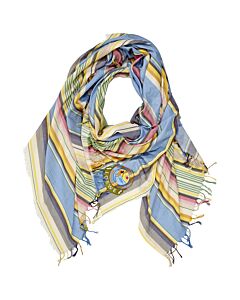 Loewe Cotton-Striped Scarf in Blue/Green