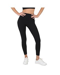 Lorna Jane Ladies Black Stomach Support Zip Phone Pocket Ankle Biter Leggings, Size X-Small