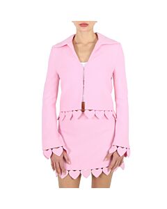 Mach & Mach Ladies Pink Love-Heart Hem Cropped Blazer Jacket, Brand Size 34 (US Size 4)