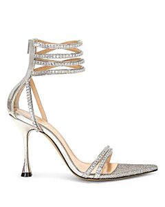 Mach & Mach Ladies Silver Gaia 110 Crystal-Embellished Sandals