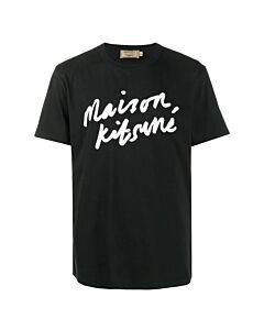 Maison Kitsune Black Cotton Handwriting Logo Classic T-Shirt