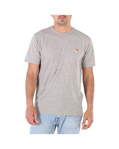 Maison Kitsune Men's Grey Melange Fox Head Patch Classic T-Shirt, Size Large