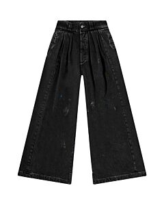 Maison Margiela Ladies Black Pleated Wide Leg Pants, Brand Size 42 (US Size 8)