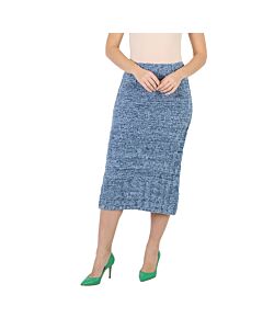Maison Margiela Ladies Light Blue Boucle Knitted Midi Skirt, Size Medium