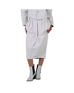 Maison Margiela Ladies White Crack Denim Gathered Skirt