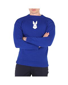 Maison Margiela Men's Klein Blue Flocked Bunny Rib Knit Jumper