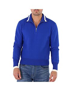 Maison Margiela Men's Klein Blue /White Stripe High Neck Wool Sweater