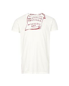Maison Margiela Men's White  Scroll-print Crew-neck T-shirt, Brand Size 46