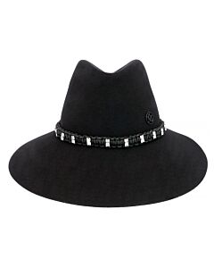 Maison Michel Ladies Black  Kate Embellished Macrame Fedora Hat, Size Small