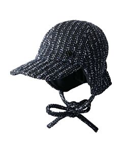 Maison Michel Ladies Black Tiger Flap  Stripe Tweed Bucket Hat