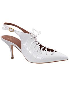 Malone Souliers White Alessandra 70Mm Lace Up Pumps, Brand Size 37 (US Size 7)
