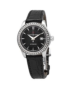 Manero AutoDate Leather Black Dial Watch