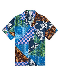 Marcelo Burlon Blue Multicolor Mix Print Hawai Shirt
