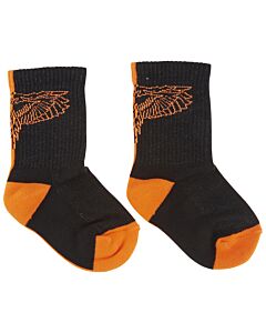 Marcelo Burlon Kids Cotton-blend Colorblock Socks In Orange/Black