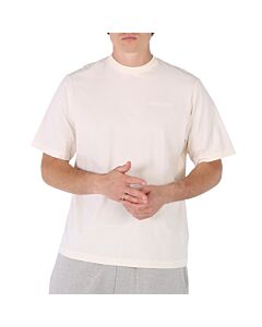 Marcelo Burlon Men's Ecru White Crew-Neck Cotton T-Shirt