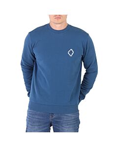 Marcelo Burlon Men's Petrol Blue Tempera Cross Print Sweatshirt