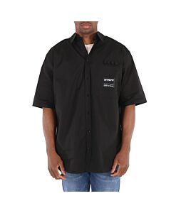 Marcelo Burlon Staff-logo Cotton-poplin Oversized Shirt In Black